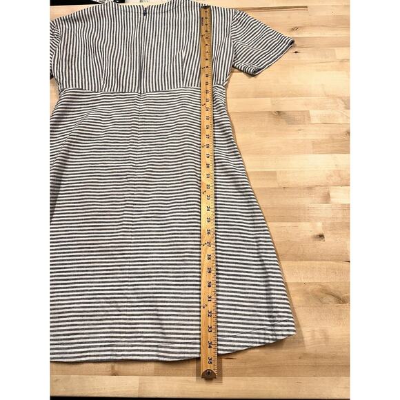 Lands’ End Casual Linen-Blend Dress Womens Size 8 Blue White Stripe Beachy Coast - Picture 4 of 6